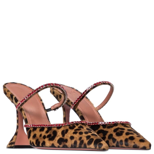 Leopard Print Baotou Half Drag Sandals