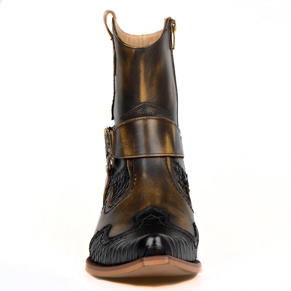 Cowboy Ankle Boots For Men Black Snake Printed