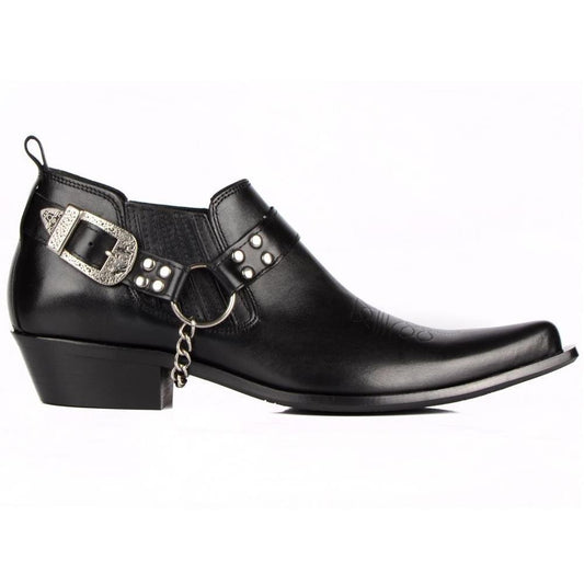 Men Pointed Toe Genuine Leather Motorcycle Boots Handcrafted Shoes