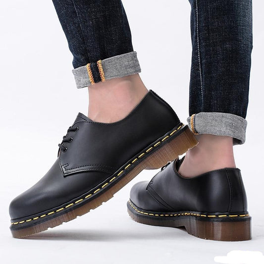 Men Women Short Boots Genuine Leather British Shoes