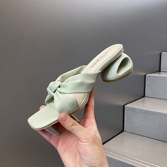 2021 New Green Leather Women Slippers - LiveTrendsX