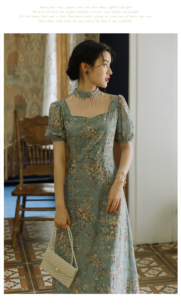 Womens Embroidered Long Dress French - LiveTrendsX