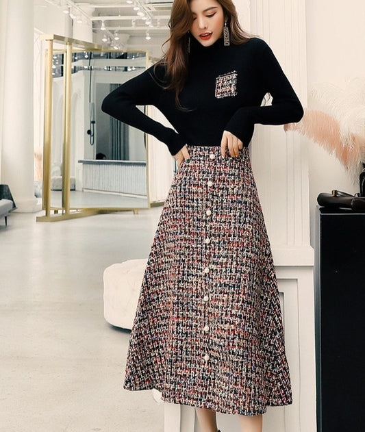 Women's Fashion Autumn Winter 2 Piece Dress Set