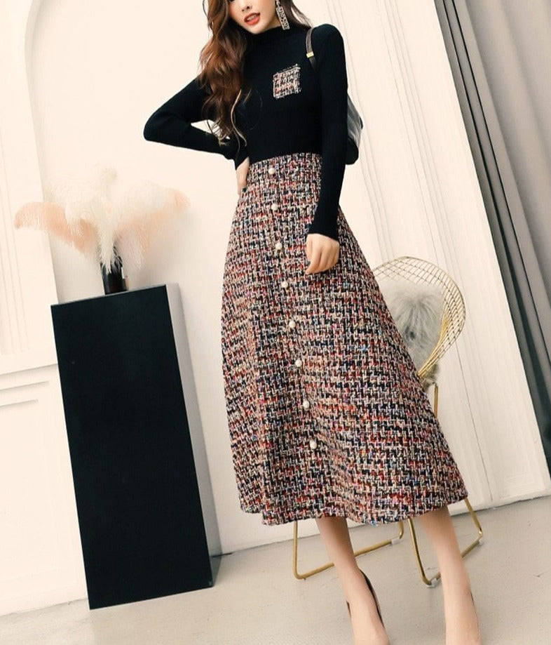 レディースファッション 秋冬 2ピースドレスセット