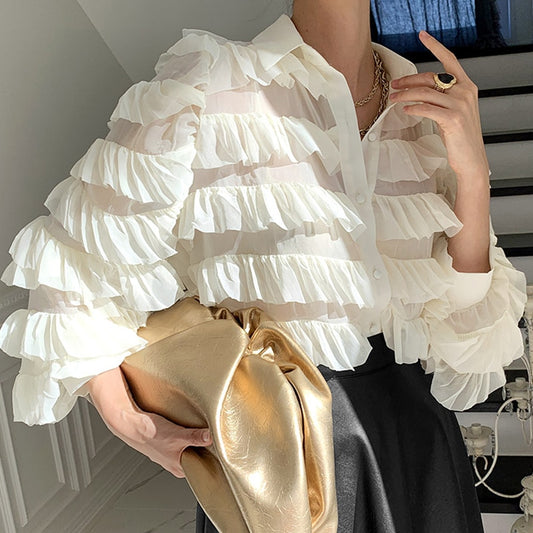 New Spring Korean Ruffles Blouse Women