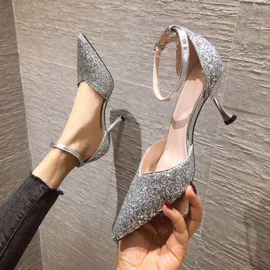 Thin heel hollow pointed wedding shoes - LiveTrendsX