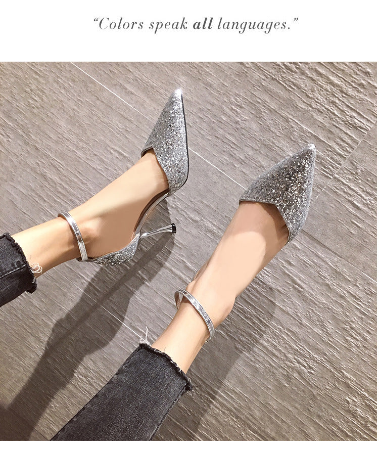 Thin heel hollow pointed wedding shoes - LiveTrendsX