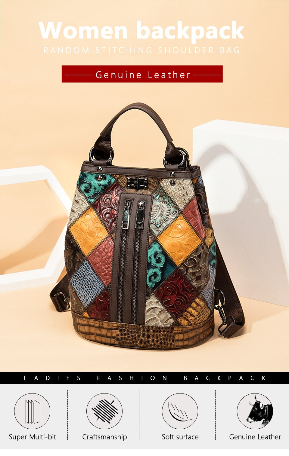 女性用本革バックパック