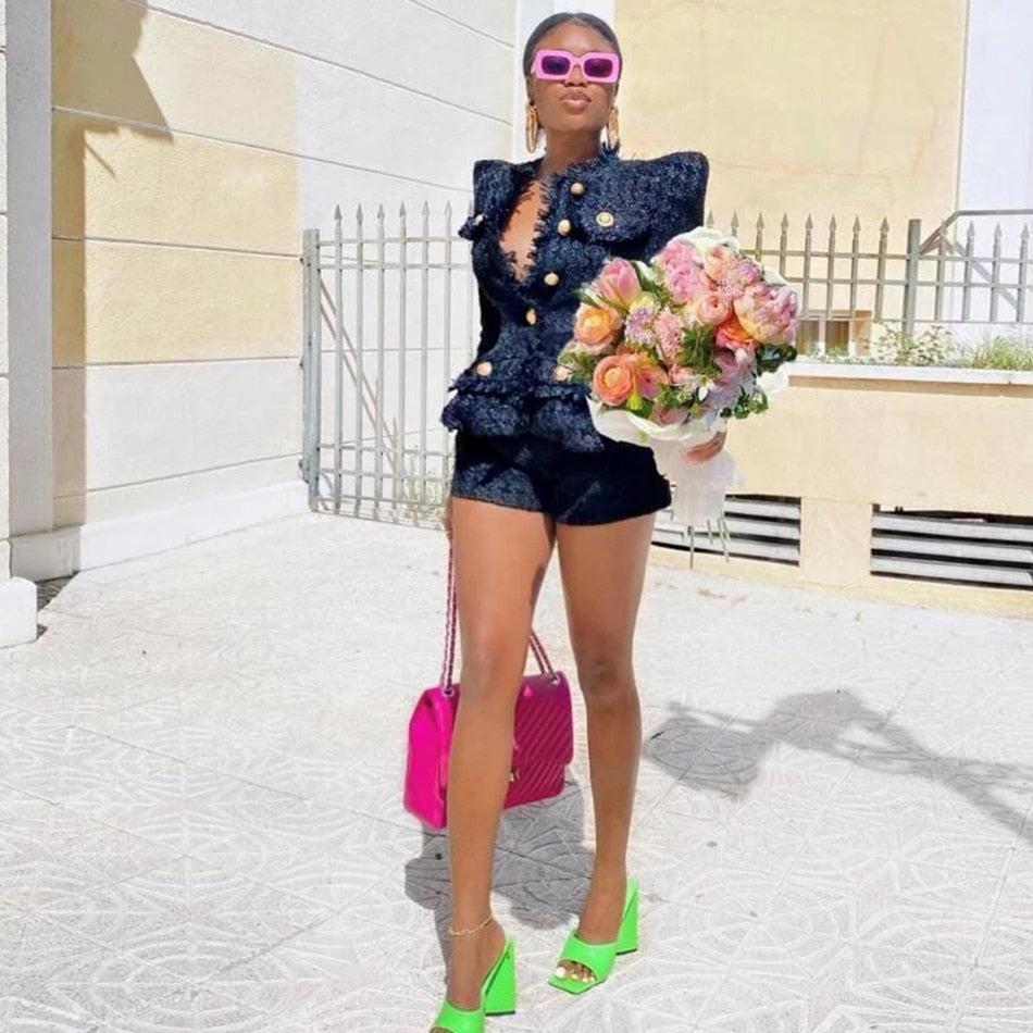 ツーピースセット セクシーなジャケットとパンツ クラブパーティーセット