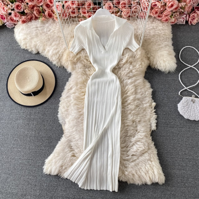 Short-sleeved Knit Bodycon Dress Women