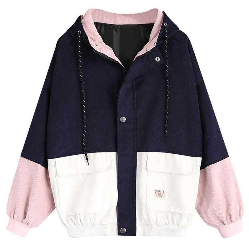 Outerwear Coats Jackets Corduroy Patchwork Oversize Jackets