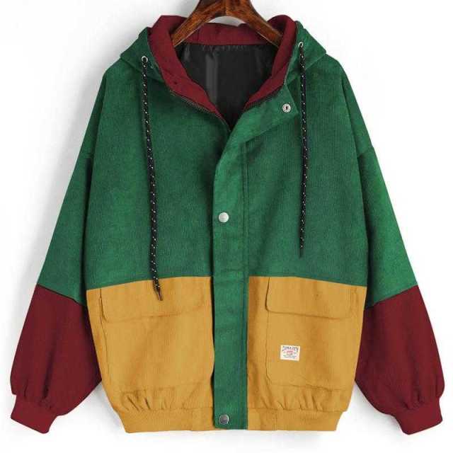 Outerwear Coats Jackets Corduroy Patchwork Oversize Jackets