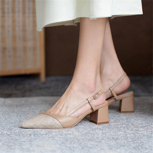 エレガントなパッチワーク本革サンダル