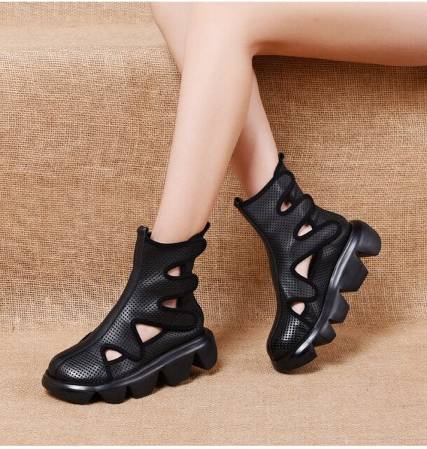 Square heel Women Ankle Boots Round Toe Shoes