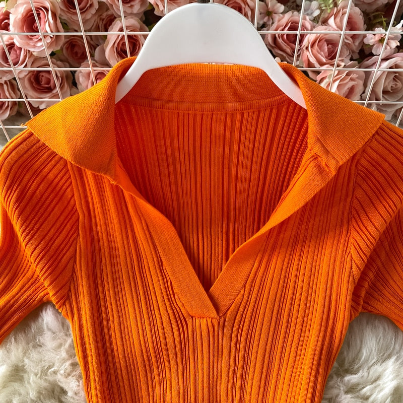 Short-sleeved Knit Bodycon Dress Women