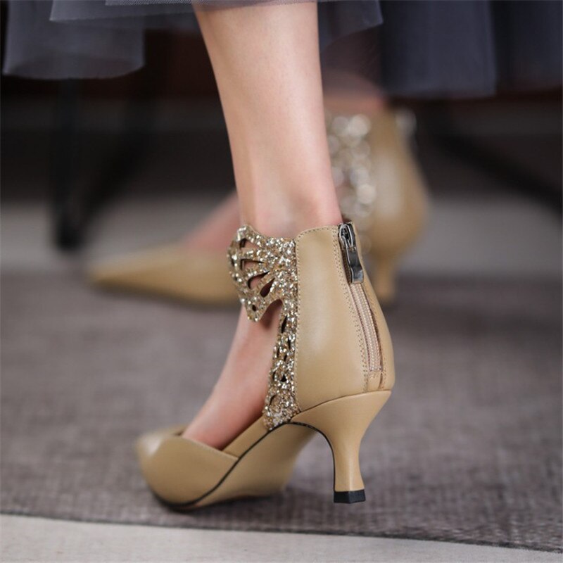Women Kitten High Heels Bride Wedding Shoes