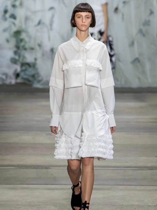 Natural Silk/Cotton White Babydoll Shirtdress