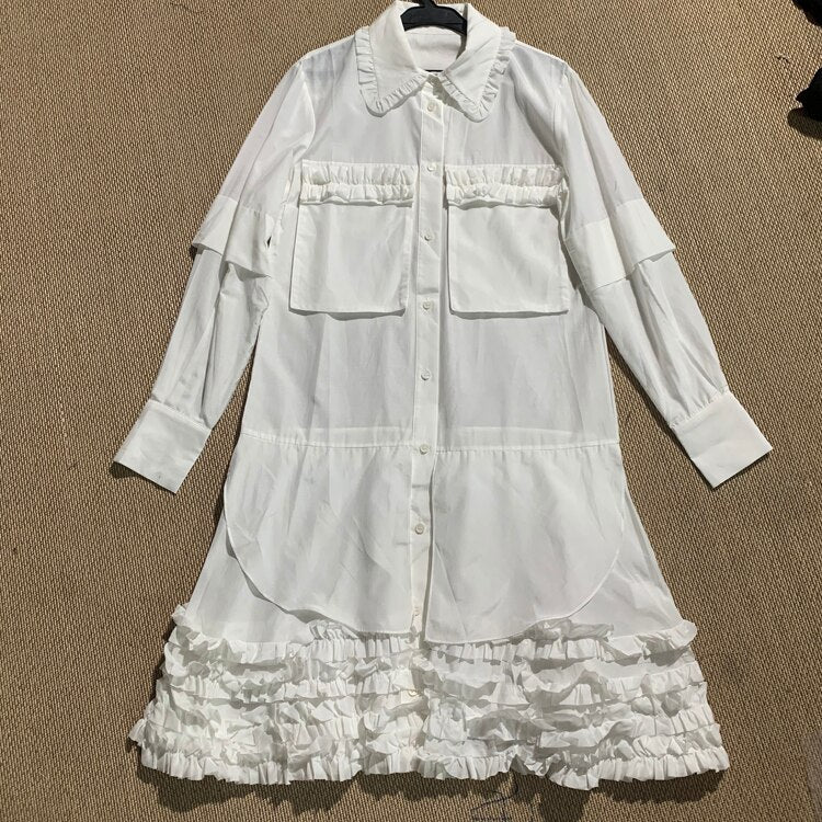 Natural Silk/Cotton White Babydoll Shirtdress