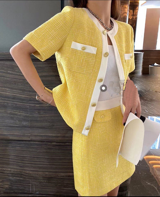 Bright Yellow Contrast Braid Dress Uniform