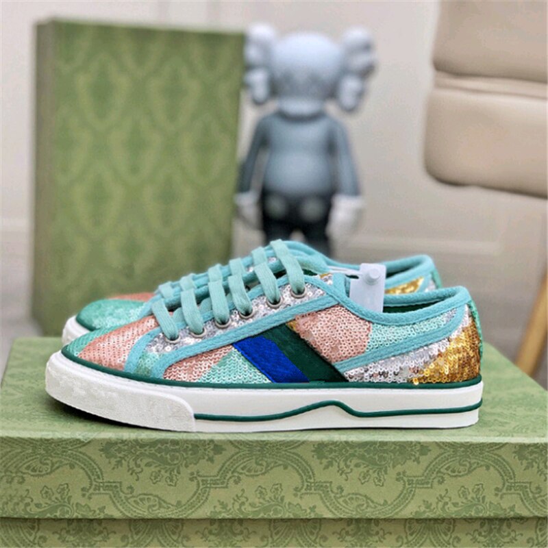 文字パターンプラットフォームランニングシューズカップル