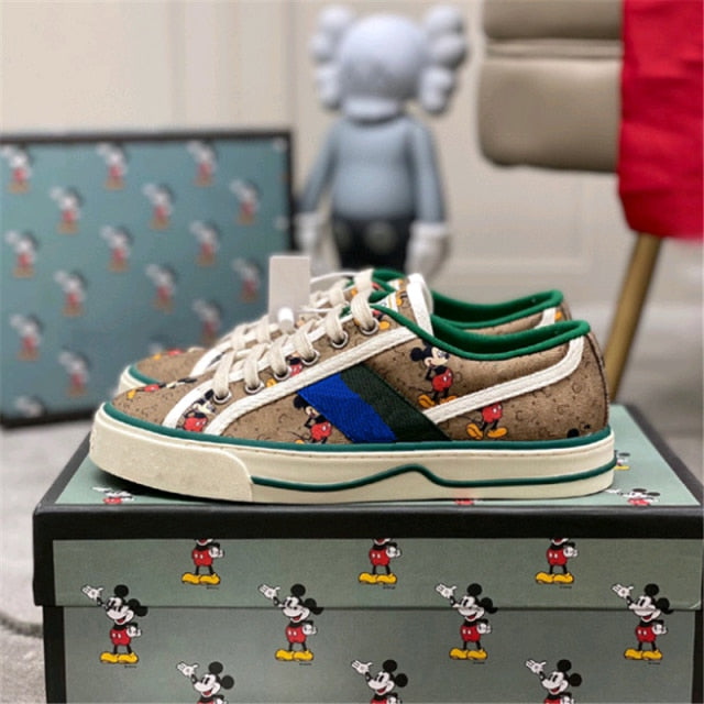 文字パターンプラットフォームランニングシューズカップル