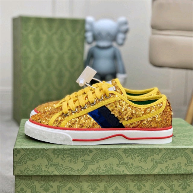 文字パターンプラットフォームランニングシューズカップル