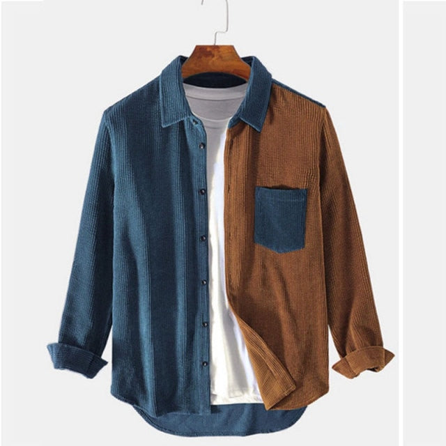 Men’s Contrast Patchwork Casual Shirts