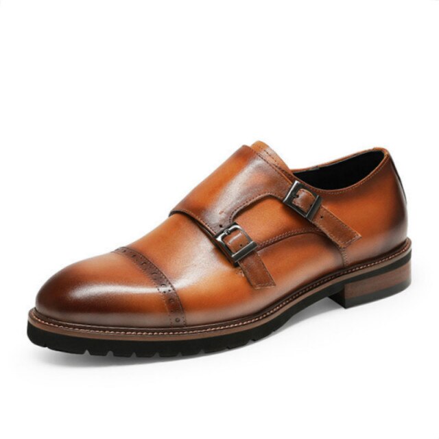 Men Genuine Buckle Leather Oxford Shoes