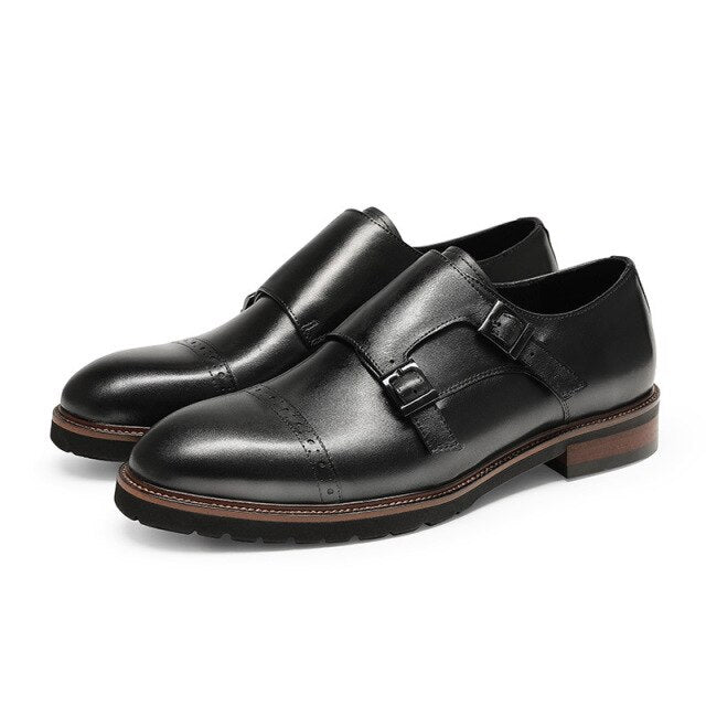 Men Genuine Buckle Leather Oxford Shoes