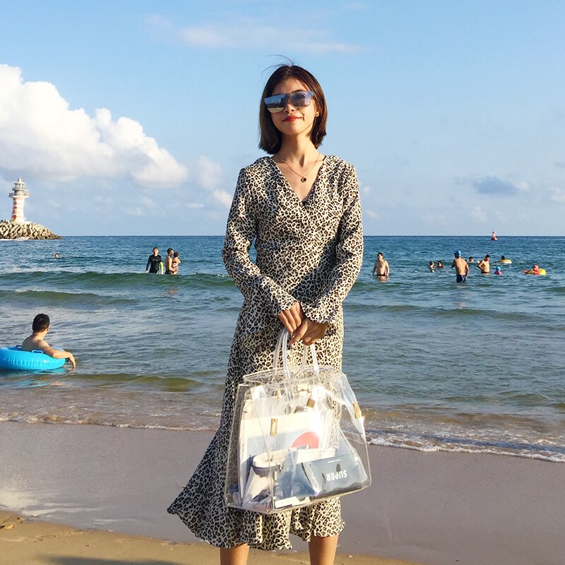 Transparent platinum bag 2021 summer new female bag casual all-match handbag lock Kelly beach jelly bag