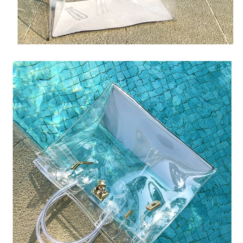 Transparent platinum bag 2021 summer new female bag casual all-match handbag lock Kelly beach jelly bag