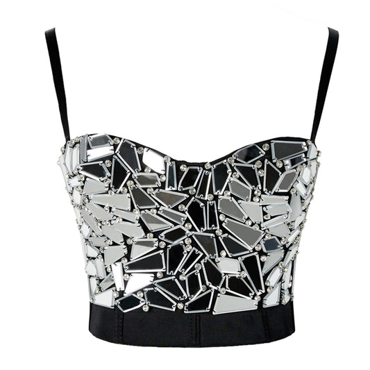 Sexy Rave Outfit Corset with Rhinestones