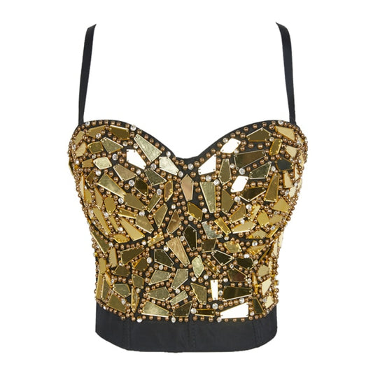 Sexy Rave Outfit Corset with Rhinestones