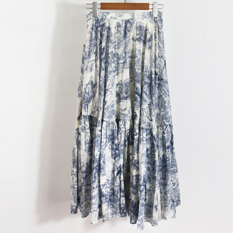New women clothing drape printed skirt