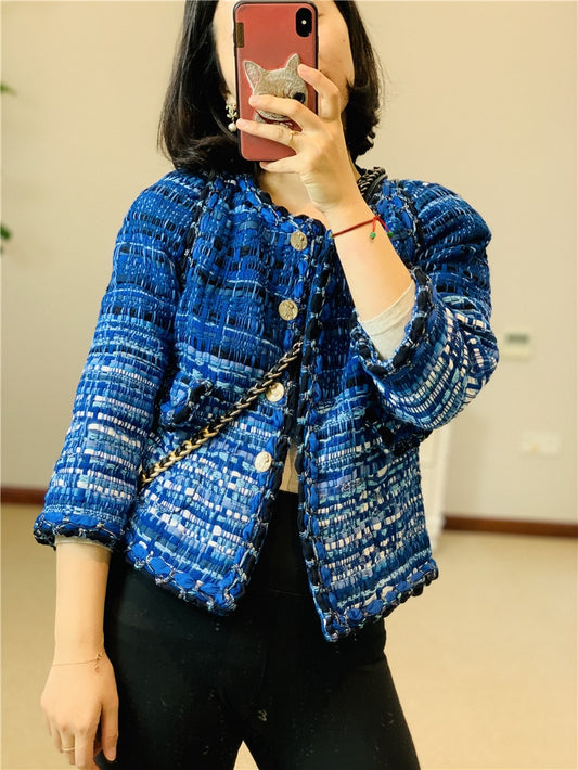 新しいブルーツイードジャケットスーツ