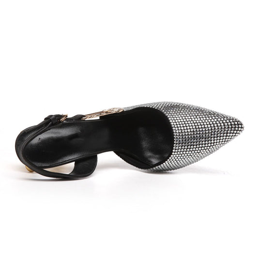 Women Sandals Rhinestone Diamond Patent Leather Buckle