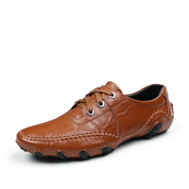 Men Cow Leather Breathable Lace-up Casual Shoes