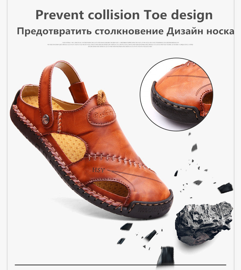 sandals men leather classic Roman slippers