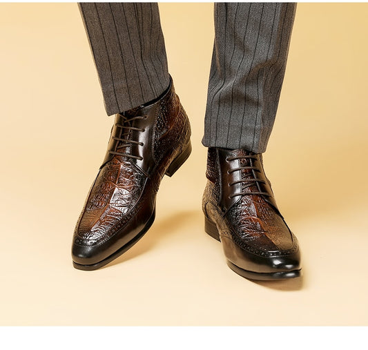 Men Genuine Cow Leather Crocodile Shoes