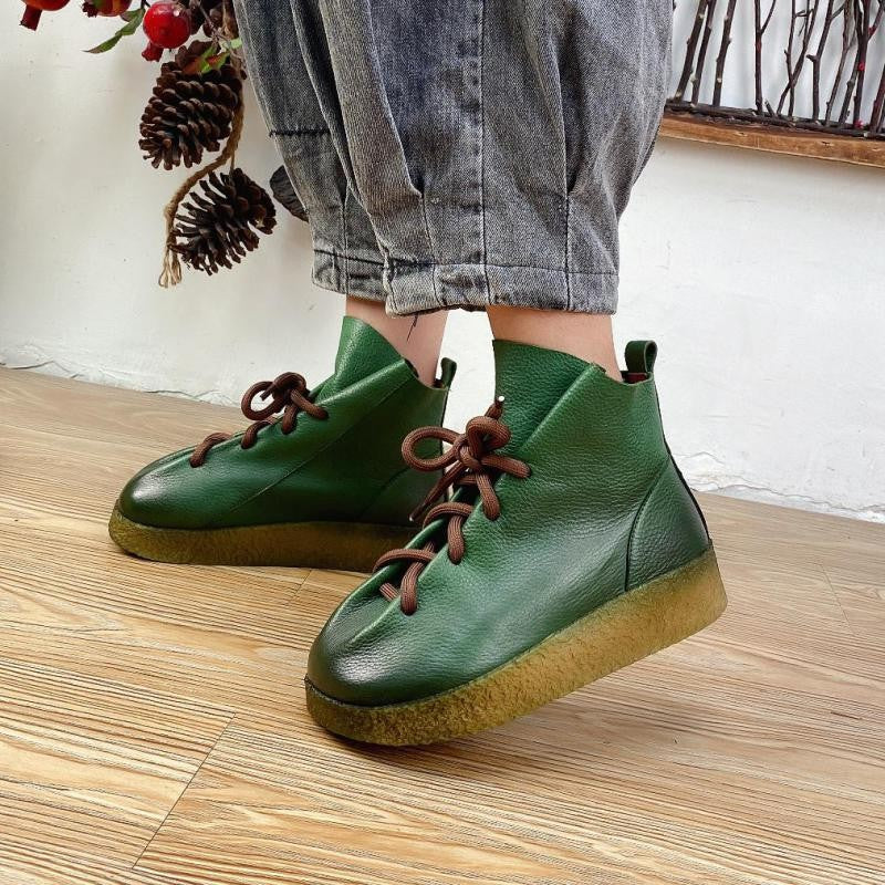 Women Handmade Ankle Platform Boots