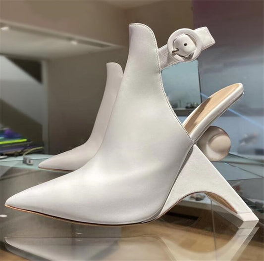 ヒールパールアンクルブーツレディースランウェイ