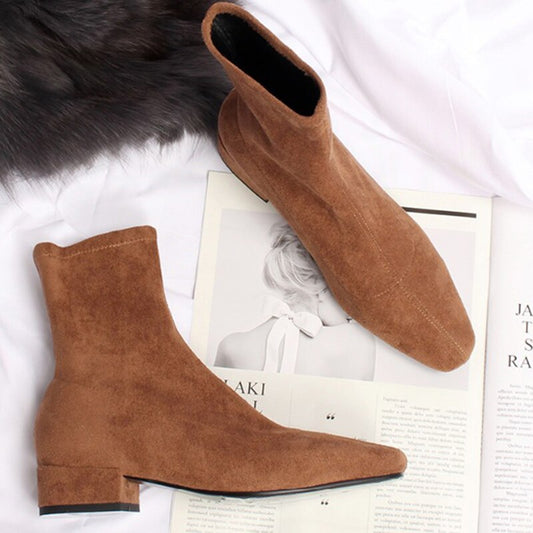 Women stretch boots casual flock
