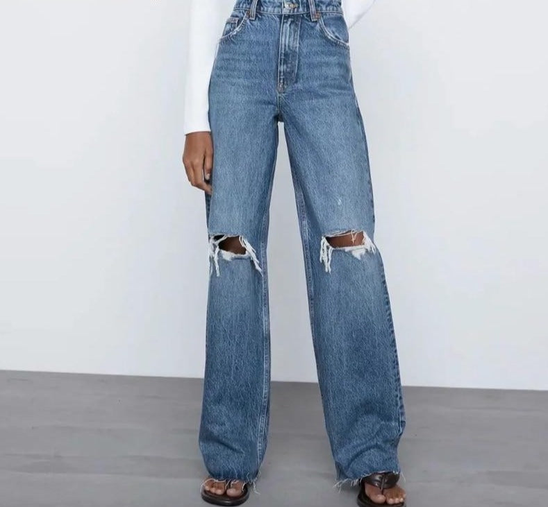 High Waist Loose Comfortable Blue Jeans For Women