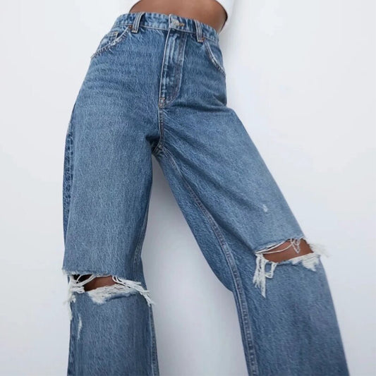 High Waist Loose Comfortable Blue Jeans For Women