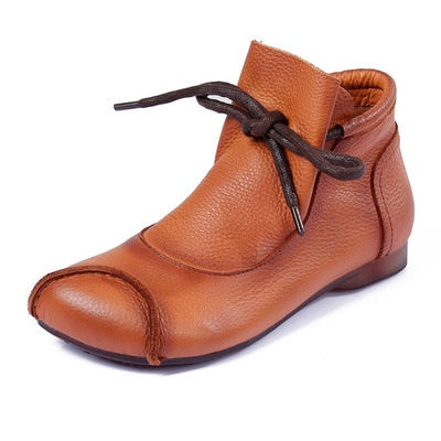 Women Boots Flat Genuine Leather