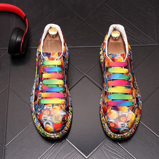 Men Colorful Graffiti Pattern Causal Shoes