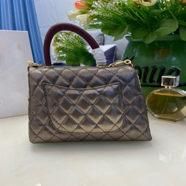 Women Leather Tote Flap Wallet Chain Genuine Handbag