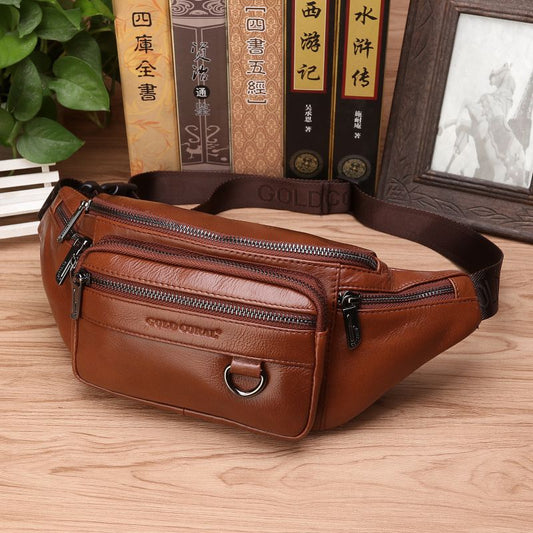 Products Men Genuine Leather Waist Chest Bags