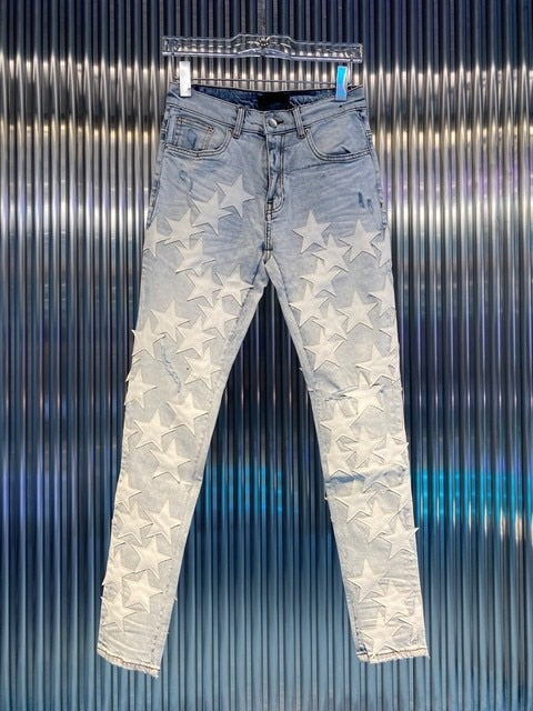 street star leather fight leather hole wash jeans