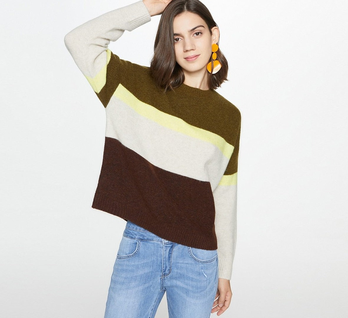 Women's Colorful Joint Knit with Round Collar